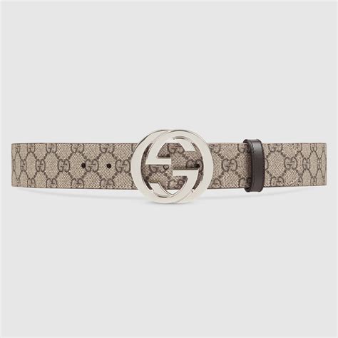 GG Supreme Beige Belt With Silver G Buckle 